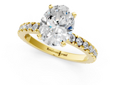 Yellow gold Oval Diamond Pavé Band Solitaire with Four-Prong Setting_197