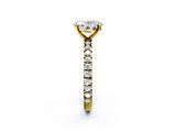 Yellow gold Oval Diamond Pavé Band Solitaire with Four-Prong Setting_198