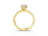 Yellow gold Oval Diamond Pavé Band Solitaire with Four-Prong Setting_199