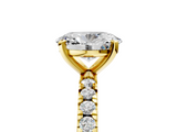 Yellow gold Oval Diamond Pavé Band Solitaire with Four-Prong Setting_201