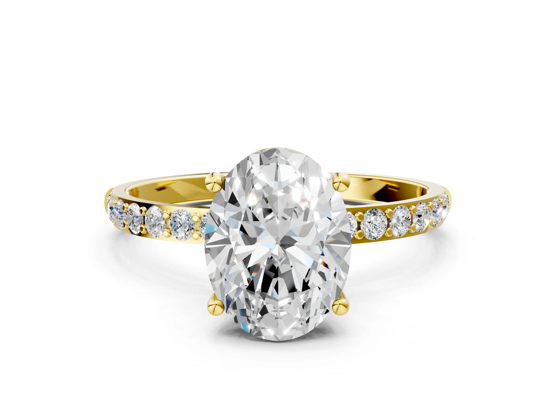 Yellow gold Oval Diamond Pavé Band with Six-Prong Setting_35