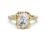 Yellow gold Oval Diamond Pave Band with Floral Prong Setting_27