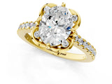 Yellow gold Oval Diamond Pave Band with Floral Prong Setting_28