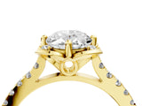 Yellow gold Oval Diamond Pave Band with Floral Prong Setting_31