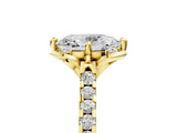 Yellow gold Oval Diamond Pave Band with Floral Prong Setting_32