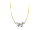 Yellow gold Oval Diamond Pendant with Heart Accents and Prong Setting_12