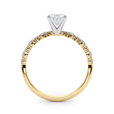 Yellow gold Oval Diamond Prong Set Engagement Ring with Pave Band 2