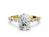 Yellow gold Oval Diamond Prong Set Engagement Ring with Pave Band_222