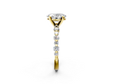 Yellow gold Oval Diamond Prong Set Engagement Ring with Pave Band_224