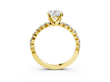 Yellow gold Oval Diamond Prong Set Engagement Ring with Pave Band_225
