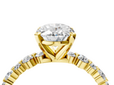 Yellow gold Oval Diamond Prong Set Engagement Ring with Pave Band_226