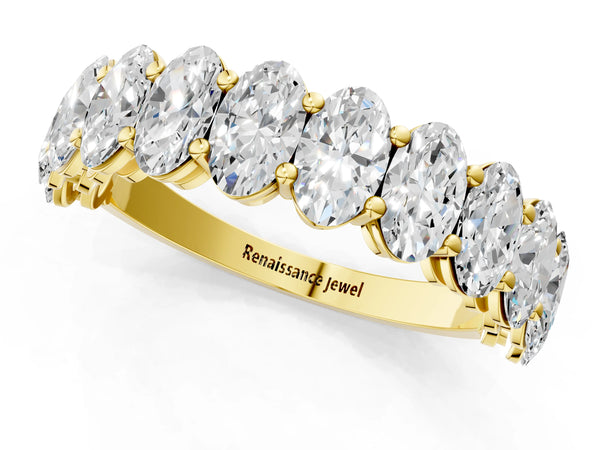 Yellow gold Oval Diamond Prong-Set Eternity Band