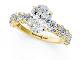 Yellow gold Oval Diamond Prong Setting with Side Stones on a Pave Band_132