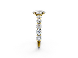 Yellow gold Oval Diamond Prong Setting with Side Stones on a Pave Band_133