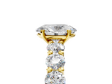 Yellow gold Oval Diamond Prong Setting with Side Stones on a Pave Band_136