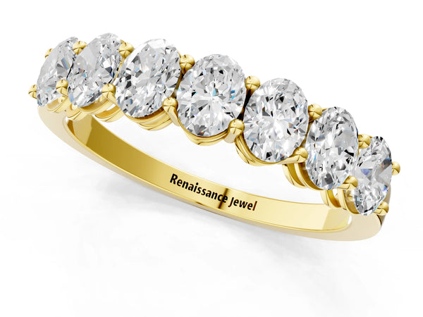 Yellow gold Oval Diamond Shared Prong Eternity Band