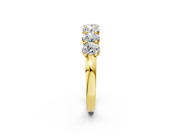 Yellow gold Oval Diamond Shared Prong Eternity Band