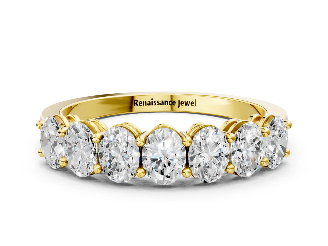 Yellow gold Oval Diamond Shared Prong Eternity Band_9