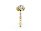 Yellow gold Oval Diamond Solitaire Ring with Shared Prong Pavé Band_56