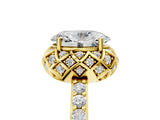 Yellow gold Oval Diamond Solitaire Ring with Shared Prong Pavé Band_59