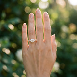 Yellow gold Oval Diamond Solitaire Ring with Shared Prong Round Side Stones_33