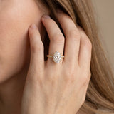Yellow gold Oval Diamond Solitaire with Pave Band and Six-Prong Setting_14