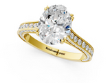 Yellow gold Oval Diamond Solitaire with Pave Band and Six-Prong Setting_33