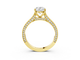 Yellow gold Oval Diamond Solitaire with Pave Band and Six-Prong Setting_35