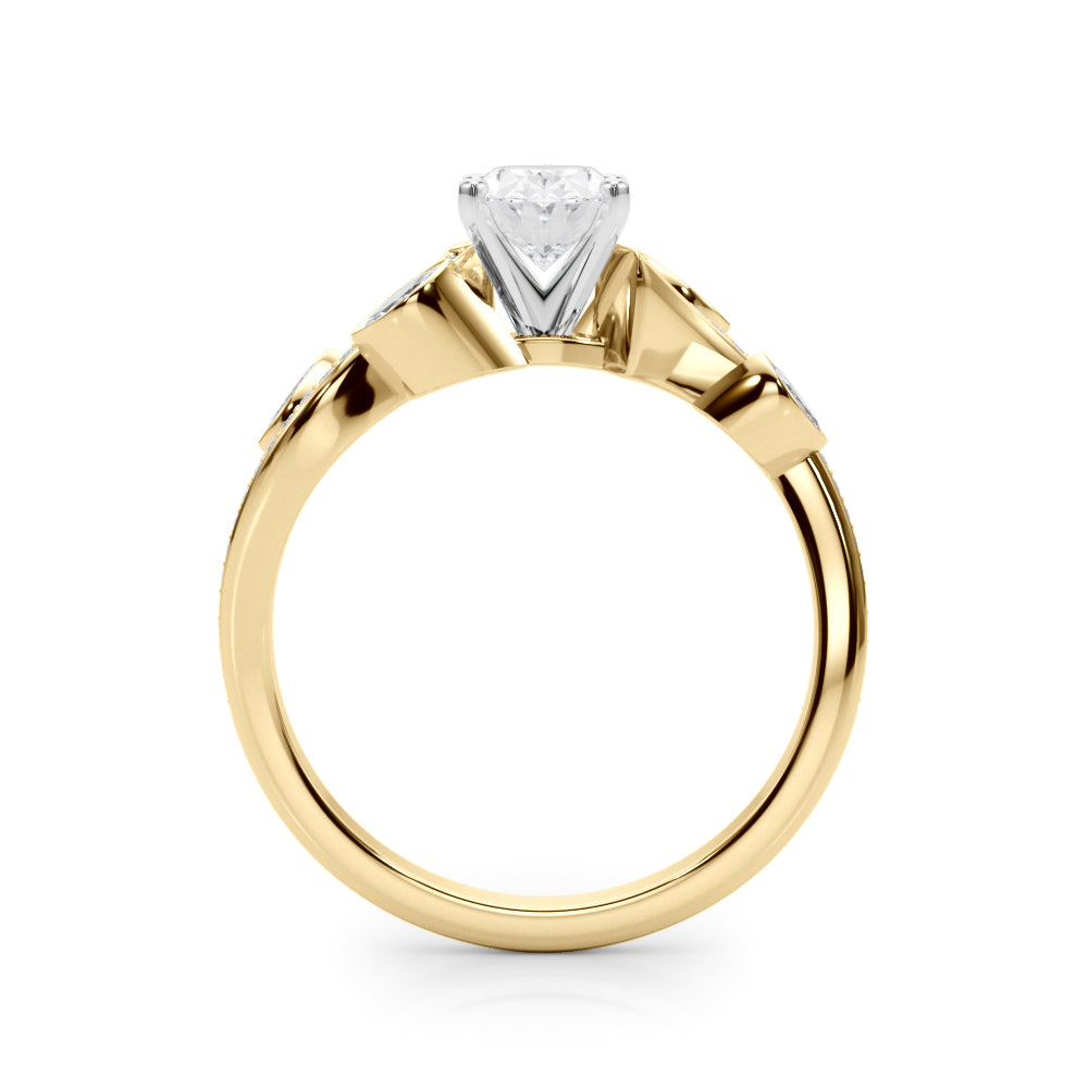 Yellow gold Oval Diamond Swirl Band with Prong Setting 2