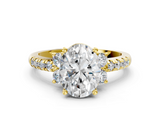 Yellow gold Oval Diamond Three-Stone Pave Band with Four-Prong Setting_32