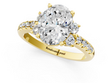 Yellow gold Oval Diamond Three-Stone Pave Band with Four-Prong Setting_33