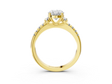 Yellow gold Oval Diamond Three-Stone Pave Band with Four-Prong Setting_35
