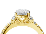 Yellow gold Oval Diamond Three-Stone Pave Band with Four-Prong Setting_36