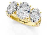 Yellow gold Oval Diamond Three-Stone Ring with Prong Setting and Textured Band_15