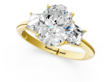 Yellow gold Oval Diamond Three-Stone Ring with Trapezoid Side Stones and Prong Setting_23