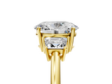 Yellow gold Oval Diamond Three-Stone Ring with Trapezoid Side Stones and Prong Setting_27