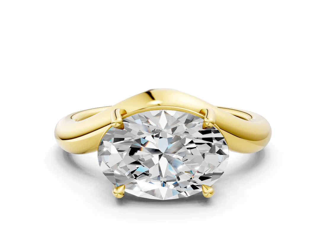 Yellow gold Oval Diamond Twisted Solitaire Ring_12