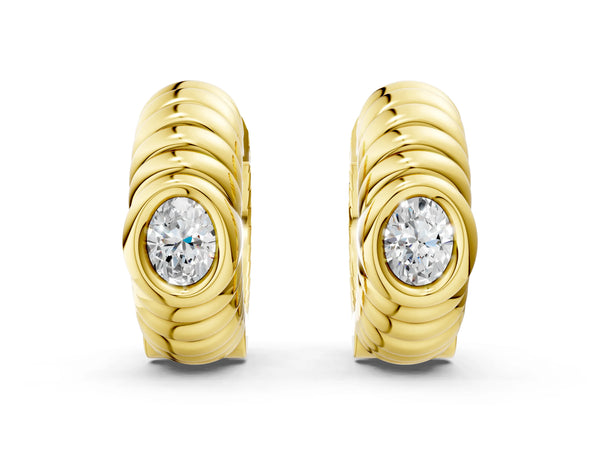 Yellow gold Oval Diamond Vera Hoop Earrings