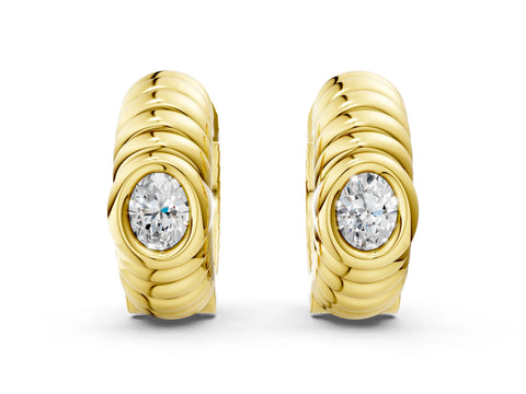 Yellow gold Oval Diamond Vera Hoop Earrings