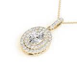 Yellow gold Oval Double Halo Diamond Pendant with Prong Setting 1