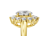 Yellow gold Oval Halo Cluster Diamond Engagement Ring with Prong Setting and Polished Band_68