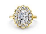 Yellow gold Oval Halo Cluster Diamond Engagement Ring with Solitaire Band and Prong Setting_66