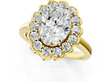 Yellow gold Oval Halo Cluster Diamond Engagement Ring with Solitaire Band and Prong Setting_67