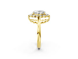 Yellow gold Oval Halo Cluster Diamond Engagement Ring with Solitaire Band and Prong Setting_68