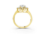Yellow gold Oval Halo Cluster Diamond Engagement Ring with Solitaire Band and Prong Setting_69