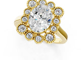 Yellow gold Oval Halo Diamond Cluster Engagement Ring with Milgrain Bezel Setting and Solitaire Band_28