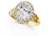 Yellow gold Oval Halo Diamond Engagement Ring with Filigree Band and Four-Prong Setting_82