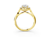 Yellow gold Oval Halo Diamond Engagement Ring with Filigree Band and Four-Prong Setting_84