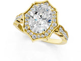 Yellow gold Oval Halo Diamond Engagement Ring with Milgrain Band and Four-Prong Setting_55