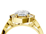 Yellow gold Oval Halo Diamond Engagement Ring with Milgrain Band and Four-Prong Setting_58